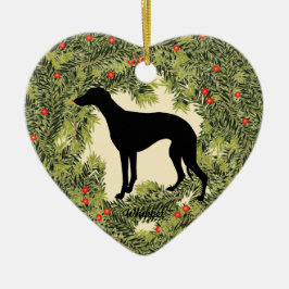 Whippet Wreath Keramisch Ornament