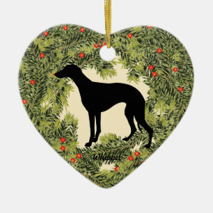 Whippet Wreath Keramisch Ornament