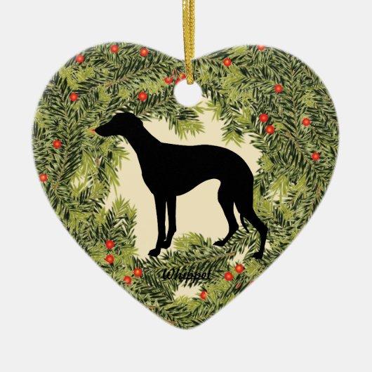 Whippet Wreath Keramisch Ornament (Voorkant)