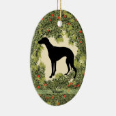 Whippet Wreath Keramisch Ornament (Rechts)