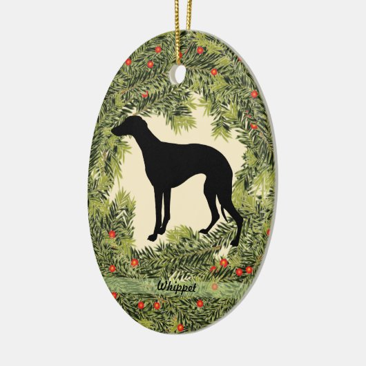 Whippet Wreath Keramisch Ornament (Links)