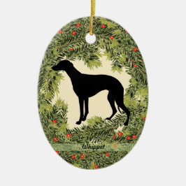 Whippet Wreath Keramisch Ornament