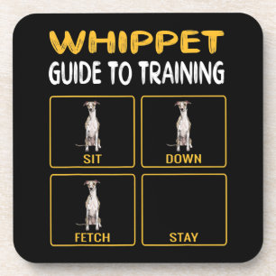 whippetgids voor het trainen van gehoorzaamheid bi bier onderzetter