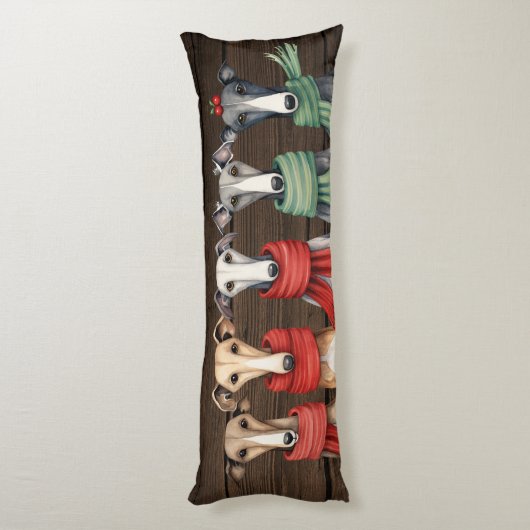 Whippets en Greyhound Honden in Sjaals Lichaamskussen (Achterkant (Verticaal))