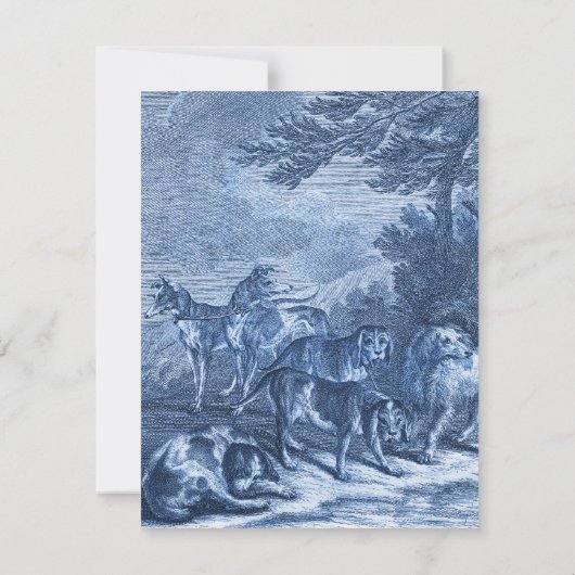 Whippets en jachthonden blauw Frans toilet Kaart (Achterkant)