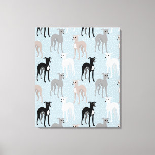 Whippets of Italiaans Greyhounds Elegant Pattern Canvas Afdruk