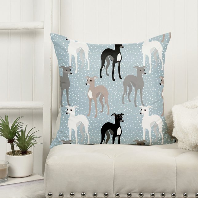 Whippets of Italiaans Greyhounds Retro Pattern Kussen (Creator heeft geüpload)