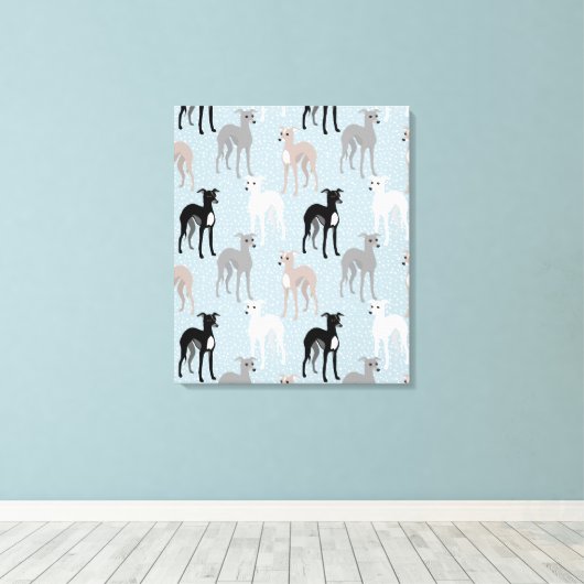 Whippets of Italiaanse Greyhounds Elegant Patroon Canvas Afdruk (Insitu (Houten vloer))