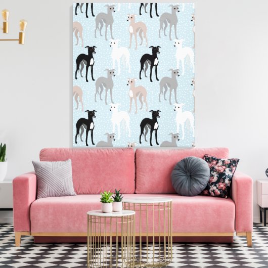 Whippets of Italiaanse Greyhounds Elegant Patroon Canvas Afdruk (Insitu (Woonkamer))