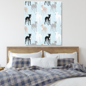 Whippets of Italiaanse Greyhounds Elegant Patroon Canvas Afdruk (Insitu (Slaapkamer))