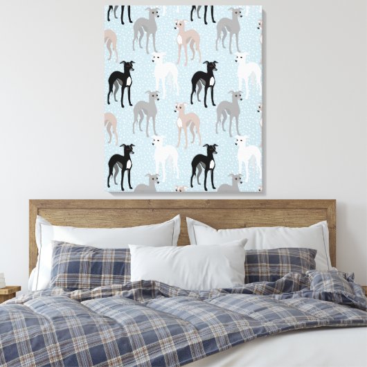 Whippets of Italiaanse Greyhounds Elegant Patroon Canvas Afdruk (Insitu (Slaapkamer))