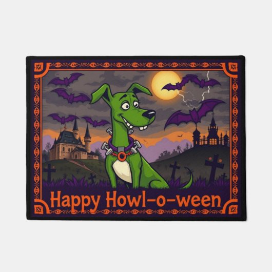 Whippetstein Happy Howl-o-ween Deurmat (Voorkant)