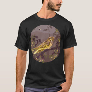 Whipporwill Bird in a Night Forest black T-shirt