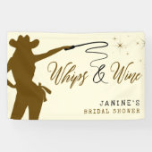 Whips & Wine Cowgirl Vrijgezellenfeest Spandoek (Horizontaal)