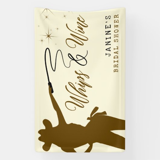 Whips & Wine Cowgirl Vrijgezellenfeest Spandoek (Verticaal)