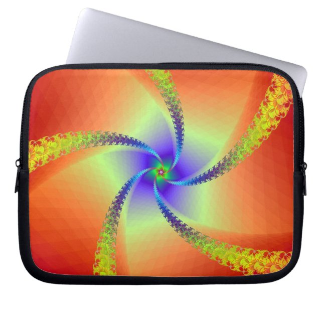 Whirgig in rood en geel laptop sleeve (Voorkant)