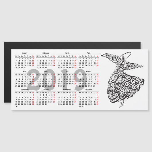 Whirling Dervish 2019 kalender Magnetische Uitnodiging (Voorkant / Achterkant)