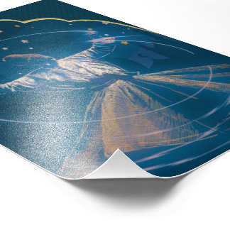Whirling Dervish Gold Blue Digital schilderij Foto Afdruk