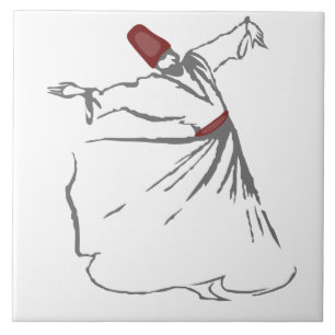 Whirling Dervish - Maroon Red Tile Tegeltje