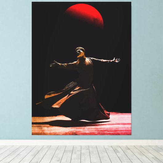 Whirling Dervish Sufi Spiritual Dance Islamic Art Canvas Afdruk (Insitu (Houten vloer))