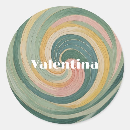 Whirling Whimsy Ronde Sticker (Voorkant)