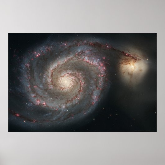 Whirlpool Galaxy M51+Companion Galaxy 36 x 24 (39  Poster (Voorkant)