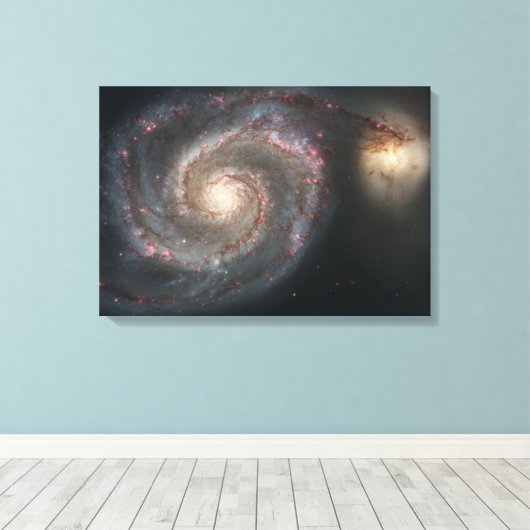 Whirlpool Galaxy (Space) (universum) (Messier 51A) Canvas Afdruk (Insitu (Houten vloer))