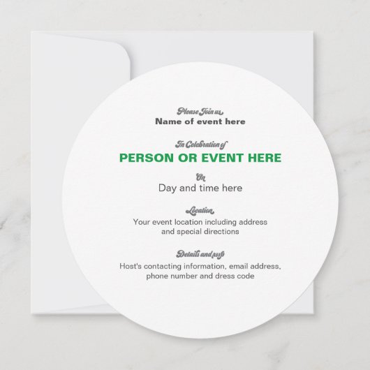 Whirlpool Mozaïek Ronde Uitnodiging in Blauwgroen (Achterkant)