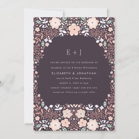 Whirlwind Floral Wedding Invitation Kaart (Voorkant)