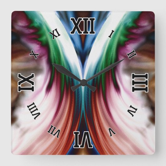 Whirlwind Rainbow Golden Snow Mirror Vierkante Klok (Voorkant)