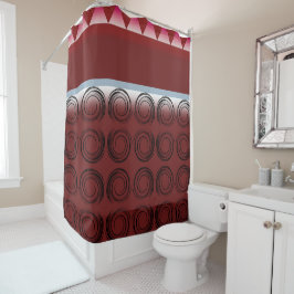 Whirlwind Ruby: modern geometrisch douchegordijn