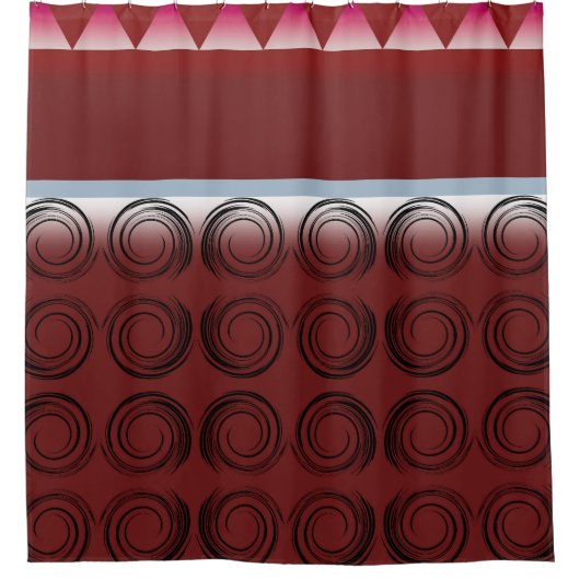 Whirlwind Ruby: modern geometrisch douchegordijn (Voorkant)