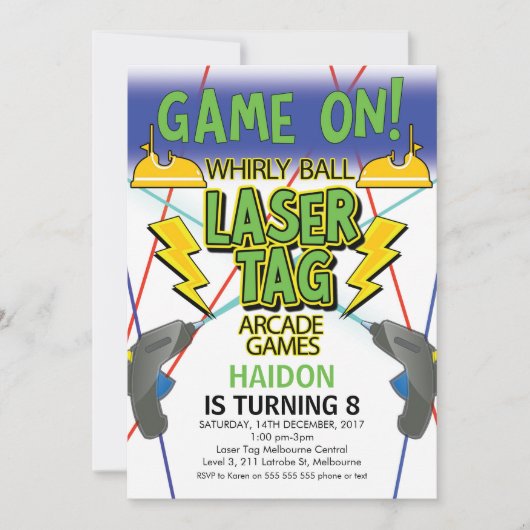 Whirly Ball Laser Label Arcade Games Verjaardag Kaart (Voorkant)