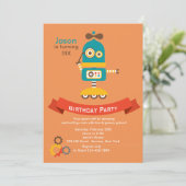Whirly Robot Invitation Kaart (Staand voorkant)