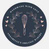 Whisk Bakery Roos Gold & Navy Hartelijk dank Ronde Sticker (Voorkant)