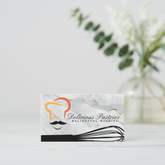 Whisk Chef Logo | Marmer Visitekaartje (Staand voorkant)