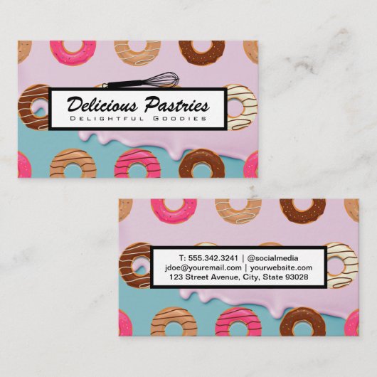 Whisk | Donuts | Icatie-achtergrond Visitekaartje (Voorkant / Achterkant)