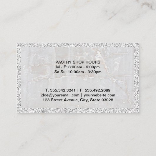 Whisk en Chef Pet | Marmer Visitekaartje (Achterkant)