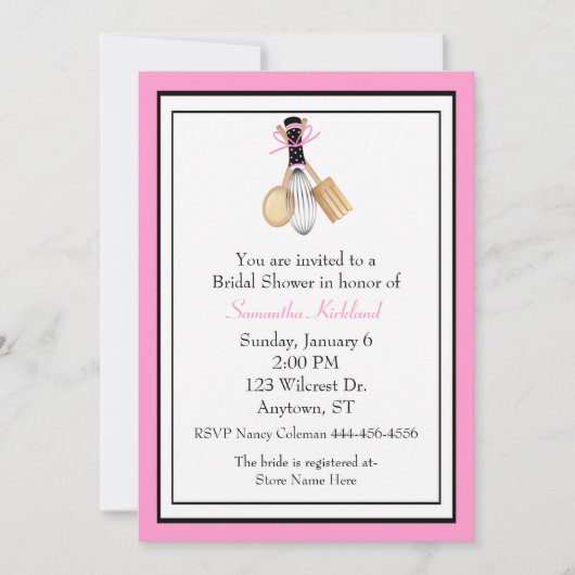 Whisk en Spoons Bridal Shower Invitation Kaart (Voorkant)