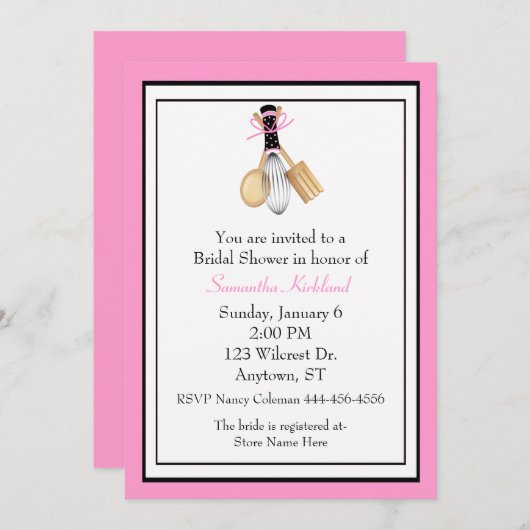 Whisk en Spoons Bridal Shower Invitation Kaart (Voorkant / Achterkant)