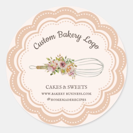 Whisk Flower Boutique Bakery Ronde Sticker (Voorkant)