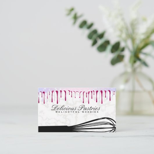 Whisk | Glitter Bokeh Drip Visitekaartje (Staand voorkant)