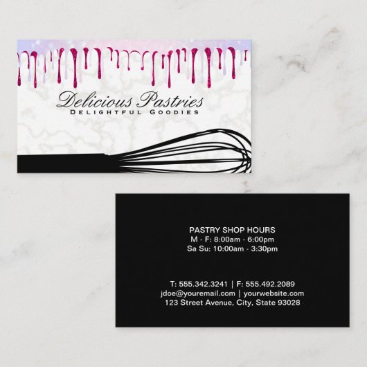 Whisk | Glitter Bokeh Drip Visitekaartje (Voorkant / Achterkant)