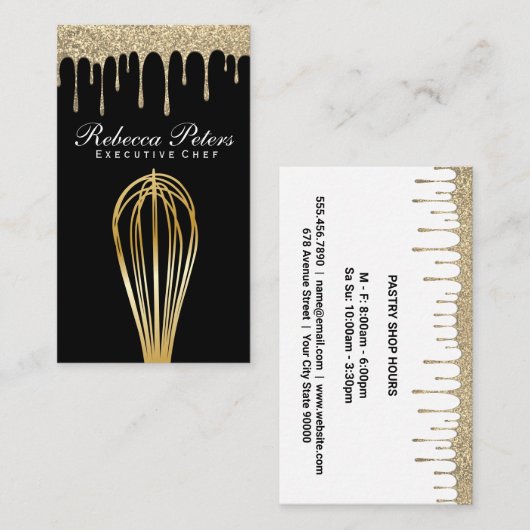 Whisk Goud | Glitter Drip Syrup Visitekaartje (Voorkant / Achterkant)