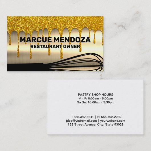Whisk | Goudschijven | Goud metaal Visitekaartje (Voorkant / Achterkant)