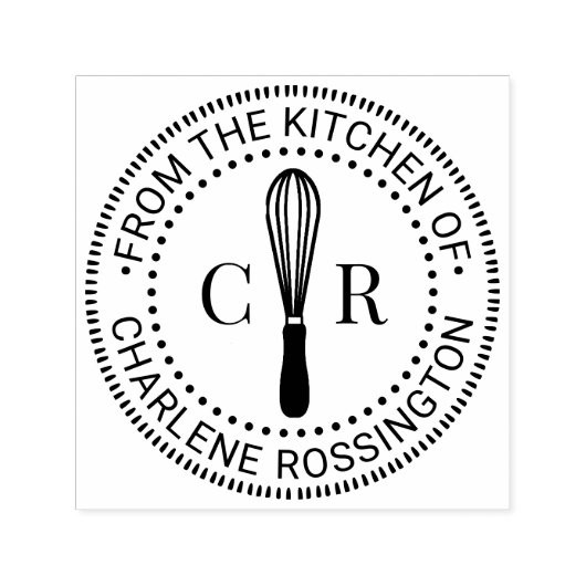 Whisk Keukengerei 2 Initiaal Monogram Boeknaam Zelfinktende Stempel (Design)