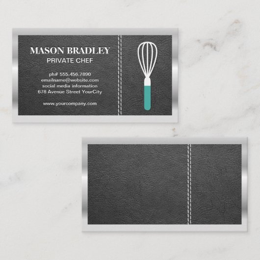 Whisk | Lederen met titularis | Metaalgrens Visitekaartje (Voorkant / Achterkant)