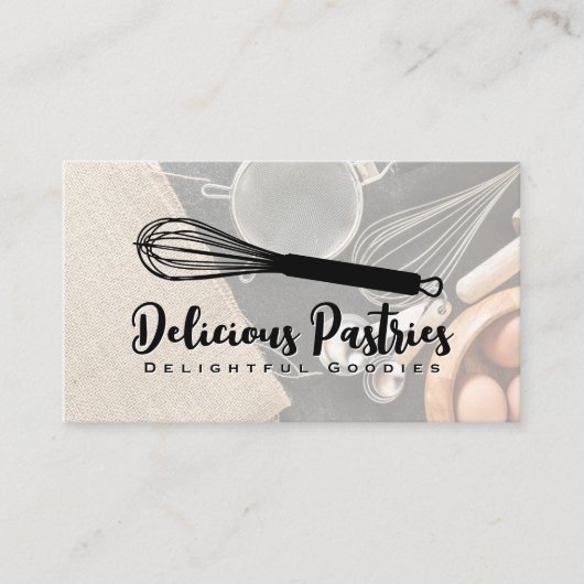 Whisk Logo | Baken-ingrediënten en -instrumenten Visitekaartje (Voorkant)