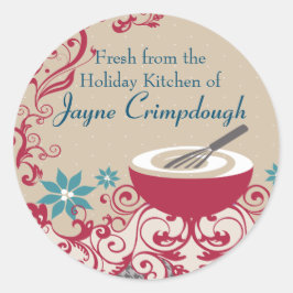 Whisk mengkom Kerstvakantie voedsellabel Ronde Sticker