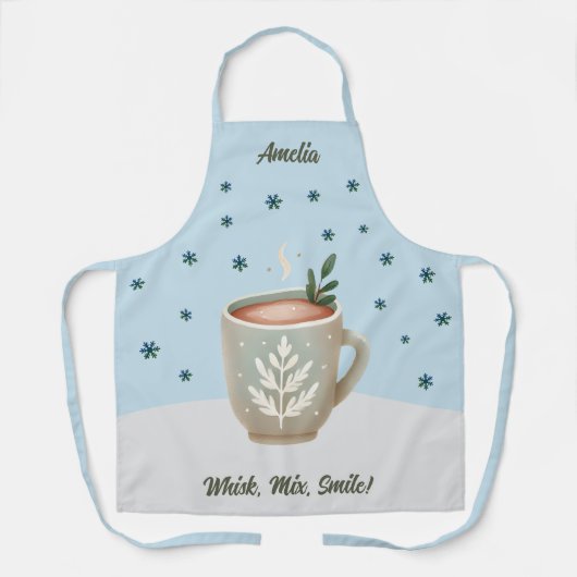 Whisk, Mix, Smile Cute Cocoa Cup Name Christmas Schort (Voorkant)